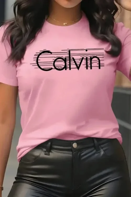 Calvin Women’s T-Shirt Leisure Fashion Short Sleeve Cotton Tees High Quality Comfortable Brand T-shirt Summer Streetwear Y2k Top